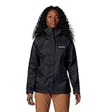 Columbia Womens Arcadia II Waterproof Rain Jacket, Black, Large