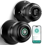 Fingerprint Door Lock, Smart Fingerprint Door Knob with Lock, Matte Black