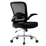 Morkprism Office Chair,Ergonomic Desk Chair with Adjustable Lumbar Support, Mesh High Back Computer Chair with Flip-up Armrests,Rocking Tilt Rolling Swivel Executive Chair for Home Office Black