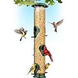 Bird Feeders for Outdoors (Green) Squirrel Proof Hanging Bird Feeder with Locking Lid & Adjustable Hanger, Chew-Proof, Weather Resistant 16 Inches 6 Port