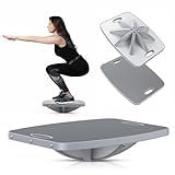Professional Wooden Balance Board, 360 Degree Portable Wobble Board with Comfortable Surface, Standing Desk Rocker Board for Physical Therapy, Core Strength Stability Training (Advanced 360° Rotation-Modern Gray)