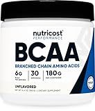 Nutricost BCAA Powder (Unflavored, 30 Servings) - Vegetarian, Non-GMO, Gluten Free, Optimal 2:1:1 Ratio