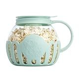 Ecolution Patented Micro-Pop Microwave Popcorn Popper with Temperature Safe Glass, 3-in-1 Lid Measures Kernels and Melts Butter, Made Without BPA, Dishwasher Safe, 3-Quart, Aqua