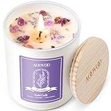 AOOVOO Lavender Scented Candles for Women - Aromatherapy Candle with Crystals Inside, 10oz Soy Candles for Home Scented, Birthday Gifts Christmas Candle for Women Mom