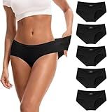 INNERSY Women's Soft & Thin No Show Modal Underwear Quick Dry Panties for Summer 5-Pack(Black, Large)