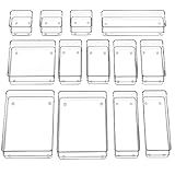 SMARTAKE 13-Piece Drawer Organizer with Non-Slip Silicone Pads, 5-Size Desk Drawer Organizer Trays Storage Tray for Makeup, Jewelries, Utensils in Bedroom Dresser, Office and Kitchen (Clear)