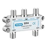 TKCHAX 4 Way Coaxial Cable Splitter,Support 10-2602MHz, RG6 Compatible, Nickel-Plated for Cable Splitter,Work with CATV, Satellite TV,Antenna System and MoCA Configurations