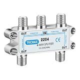 TKCHAX 4 Way Coaxial Cable Splitter,Support 10-2602MHz, RG6 Compatible, Nickel-Plated for Cable Splitter,Work with CATV, Satellite TV,Antenna System and MoCA Configurations
