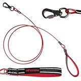 Tuff Pupper Chew Proof Dog Leash | Steel Cable Bite Resistant Lead | Twist Lock Carabiner | Heavy Duty for Large Dogs & Teething Puppies | Comfortable Padded Handle | 4FT & 6FT Lengths (Red, 6 Feet)