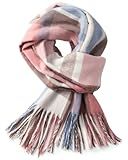 Winter Scarfs for Women - Womens Scarf Fashion Cashmere Scarf Plaid for Winter, Long Blanket, 79" x 28", Pink