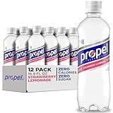 Propel Electrolyte Enhanced Water Sports Drink, Strawberry Lemonade Flavored Water, Zero Calorie & Zero Sugar Hydration with Electrolytes and Vitamins C & E, 16.9 fl oz Water Bottles (12 Pack)