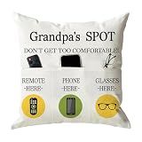ONFAON Grandpa Gifts,Grandpa's Spot Throw Pillow Covers 18x18 Inch,Put Phone Glasses and Remote Control Pillowcase,Birthday Christmas Thanksgiving Day Gifts for Grandpa Stepdad,3-Pocket