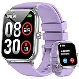 Smart Watch for Men Women, 1.85" HD Fitness Tracker with Bluetooth Calls, 24/7 Heart Rate/Sleep Monitor, 130+ Sport Modes, 5 ATM Waterproof, Pedometer, Calories, Smartwatch for Android iOS (Purple)