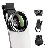APEXEL 0.45x Wide Angle & 12.5X Macro Lens, Clip-On Phone Camera Kit for iPhone & Android – Perfect for Selfies, Travel, and Close-Ups