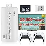 LINIREAU Retro Gaming Console – 20,000+ Classic Games, HDMI Plug & Play Game Stick, Dual Wireless Controllers, 23 Emulators, Save & Search Support, Gift for Adults(64GB)