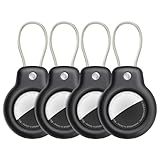 SPGUARD for AirTag Holder Case with Keychain, Air Tags-4 Pack for Apple Air Tag Holder with Wire Cable Lock Key Ring Chain Air Tagholder Accessories for GPS Item Tracker Kids,Keys,Luggage