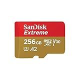 SANDISK 256GB Extreme microSDXC UHS-I Memory Card with Adapter - C10, U3, V30, 4K, 5K, A2, Micro SD Card - SDSQXAV-256G-GN6MA
