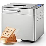 Gleedelish 2 LB Bread Maker Machine, 13 in 1 Bread Machine with 3 Loaf Sizes and 3 Colors For Beginner, Breadmaker with Fruit & Nut Dispenser, Yogurt, Jam, 13 Hours Timer, Dough Maker, Easy to Clean