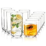 Kyraton Drinking Glasses Set of 12, PET Clear Plastic Highball Glasses 14oz & Whisky Cocktail Glasses Set 11.5oz, Heavy Duty Unbreakable Water Glasses Cup Tumbler Glassware for Beer, Juice, Milk