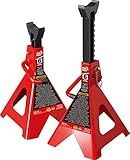 BIG RED T46002A Torin Steel Jack Stands: Double Locking, 6 Ton (12,000 lb) Capacity, Red, 1 Pair