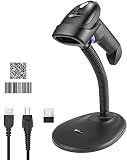 Wireless 1D 2D Barcode Scanner with Stand for Warehouse POS and Computer