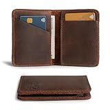 Hide & Drink, Bifold Wallet, Slim Card Holder, Minimalist Traveler Wallet, Vintage Front Pocket Wallet, Full Grain Leather, Handmade, Bourbon Brown