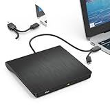 JKNJX External DVD Drive,USB 3.0 and Type-C CD DVD Disc Reader Writer Burner Player,Slim and Portable CD DVD +/-RW Optical Drive for PC Laptop Desktop MacBook Mac Windows 7/8.1/10/11 Linux OS Apple