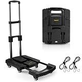 Voipvvii Folding Hand Truck 500lbs, Portable Heavy Duty Dolly Cart, 6 Wheels Collapsible Luggage Cart with 2 Elastic Ropes - Compact Trolley Cart for Easy Moving - Ideal Hand Cart for Travel and More