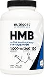 Nutricost HMB (Beta-Hydroxy Beta-Methylbutyrate) 1000mg (240 Capsules) - 500mg Per Capsule, 120 Servings - Gluten Free and Non-GMO
