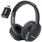 Tianfucen Wireless Headphones for TV, BKM400 TV Headphones Wireless for Seniors, TV Headphones Wireless with Easy Plug & Play USB Transmitter, No Lip-Sync Delay, 40H Playtime, Comfortable, Black