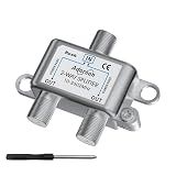 Adoreen 2-Way Coaxial Cable Splitter, 10-2602MHz Mini Bi-Directional Digital Signal RG6/RG59 Coax Indoor&Outdoor for CATV, Satellite, Antenna, MoCA, Internet, Modem + Screwdriver-1 in 2 Out Ports