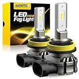 AUXITO H11/H8/H16 LED Fog Light Bulbs or DRL, 6000 Lumens 6500K Cool White Light, 300% Brightness, CSP LED Chips Fog Lamps Replacement for Cars, Play and Plug (Pack of 2)
