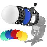 TOAZOE Flash Diffuser with Honeycomb Grid Diffuser Ball Color Filter for Godox YONGNUO Canon Square Flash Speedlight