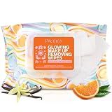 Pacifica, Glowing Makeup Remover Wipes - with Glycolic Acid for AHA Exfoliating and Facial Cleansing - No Rinse Face Cleaning Towelettes - Dermatologist Tested, 30 Count