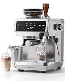 AMZCHEF Espresso Machine With Grinder, Temp Control, 44 Grind Settings