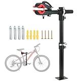 NATGAI Height Adjustable Bike Repair Stand, Bench Mount Bicycle Maintenance Rack Workstand, Adjustable Removable Home Bicycle Maintenance Stand for Road Mountain Bikes (Red)