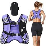 Sportneer Weighted Vest for Women Men: 12lb Comfortable Weight Vest with Storage Pocket Reflective Stripe Rucking Vest for Walking Running Strength Training Fitness Weight Loss Weightlifting Purple