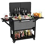 104 Quart Patio Rolling Ice Chest Cooler Cart with Wheels, Portable Mobile Outdoor Coolers Bar Cart with Storage Shelf & Bottle Opener for Drinks, Party, Camping, Backyard, Deck, BBQ