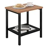 Compsia 2-Tier Outdoor Side Table,HDPE Outdoor Table for Patio,Yellow Brown