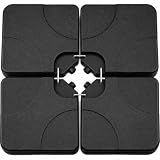 SimpleLux 4 Pack Square Offset Cantilever Umbrella Base, Heavy Duty Water Sand Fillable Stand Supports Up to 176 Lbs, Stable Outdoor Holder for Patio Backyard Shades, Black