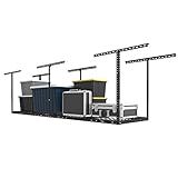 FLEXIMOUNTS 2x8 Garage Storage Rack, Adjustable Overhead Storage Organization System, Heavy Duty Metal Ceiling Rack, 400lbs Weight Capacity, Black
