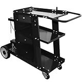 Weldpro Welding Cart for MIG Welder TIG Welder and Plasma Cutter, 3-Tier Heavy Duty welder Cart with 400Lbs Static Weight Capacity, 360° Rolling Welding Trolley with Swivel Wheels