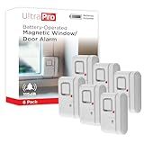 UltraPro Personal Security Window and Door Alarm, 6 Pack, DIY Protection, Burglar Alert, Wireless Chime/Alarm, Easy Installation, Home Security, Ideal for Home, Garage, Apartment, White, 49721