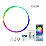 Ambient Lighting Car Led Lights Interior,43.3’’ USB Powered Acrylic Neon Flexible Strip Fiber Optic LED Ambient Lighting Kits with Remote APP, RGB Music Lights Sync for Inside car Dashboard