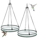 FoldTier 2 Pieces 16 Inch Universal Wild Bird Seed Catcher Hanging Hoop Platform Bird Seed Catcher Tray for Hummingbird Feeders Bee Feeder Outdoor Garden Accessories