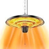 Uniflasy 1500W Electric Hanging Patio Heater - 3s Fast Heating with IP55 Waterproof Protection for All Weather Use, 2 Adjustable Heat Settings, Perfect for Gazebo, Balcony, Living Room, and Courtyard