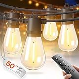 addlon 50FT LED Outdoor String Lights with Edison Shatterproof Bulbs, Weatherproof Strand, Commercial Grade Patio Lights, Decorative for Garden or Patio, Black