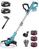 SEESII String Trimmer, 13" Electric Weed Wacker with 2×40000mAh Batteries and Charger, 21V Brushless Weed Eater with Telescopic Pole(42"-56"), Auto-Feed, Lightweight Cordless Edger for Yard/Lawn