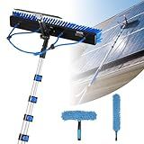 VEVOR Solar Panel Cleaning Kit, 33 ft, Water Fed Pole Kit with Cleaning Brush, Squeegee, Soap Dispenser, Extendable Aluminum Telescopic Pole, 180° Rotatable Brush Head, for Roof Mounted Solar Panels