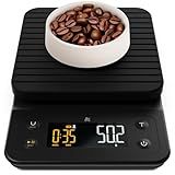 Greater Goods Coffee Scale with Timer, 0.1g Precision Digital Espresso & Pour Over Scale for Chemex, V60, Drip & Matcha Weighing, Waterproof Silicone Cover, 6.6lb Barista Brew Capacity (Onyx Black)